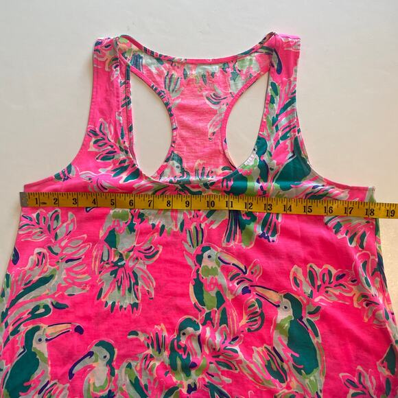 Lilly Pulitzer Monterey Tank Womens Medium Pink Dragonfruit Toucan Can Top - Picture 8 of 8